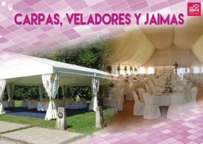 Mobiliario para eventos: Mesas, Sillas, Carpas, Veladores y Jaimas