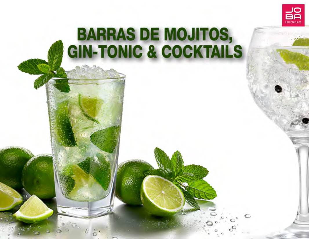 Servicio de barras de mojitos, gin-tonics y cocktails